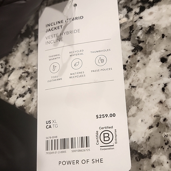 Athleta Incline Hybrid Jacket. Black. NWT. Size XL. Sweater Sleeves. - Picture 13 of 13